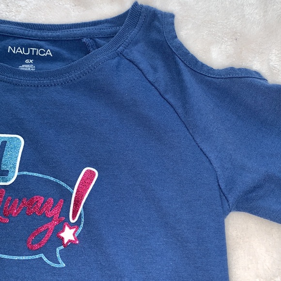 Nautica Cold-Shoulder SAIL Blue Top 6X long sleeve - Picture 6 of 10